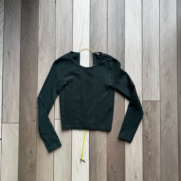 Zara Dark Green Long Sleeve Women's Crop Top | Size: Medium - Picture 1 of 5